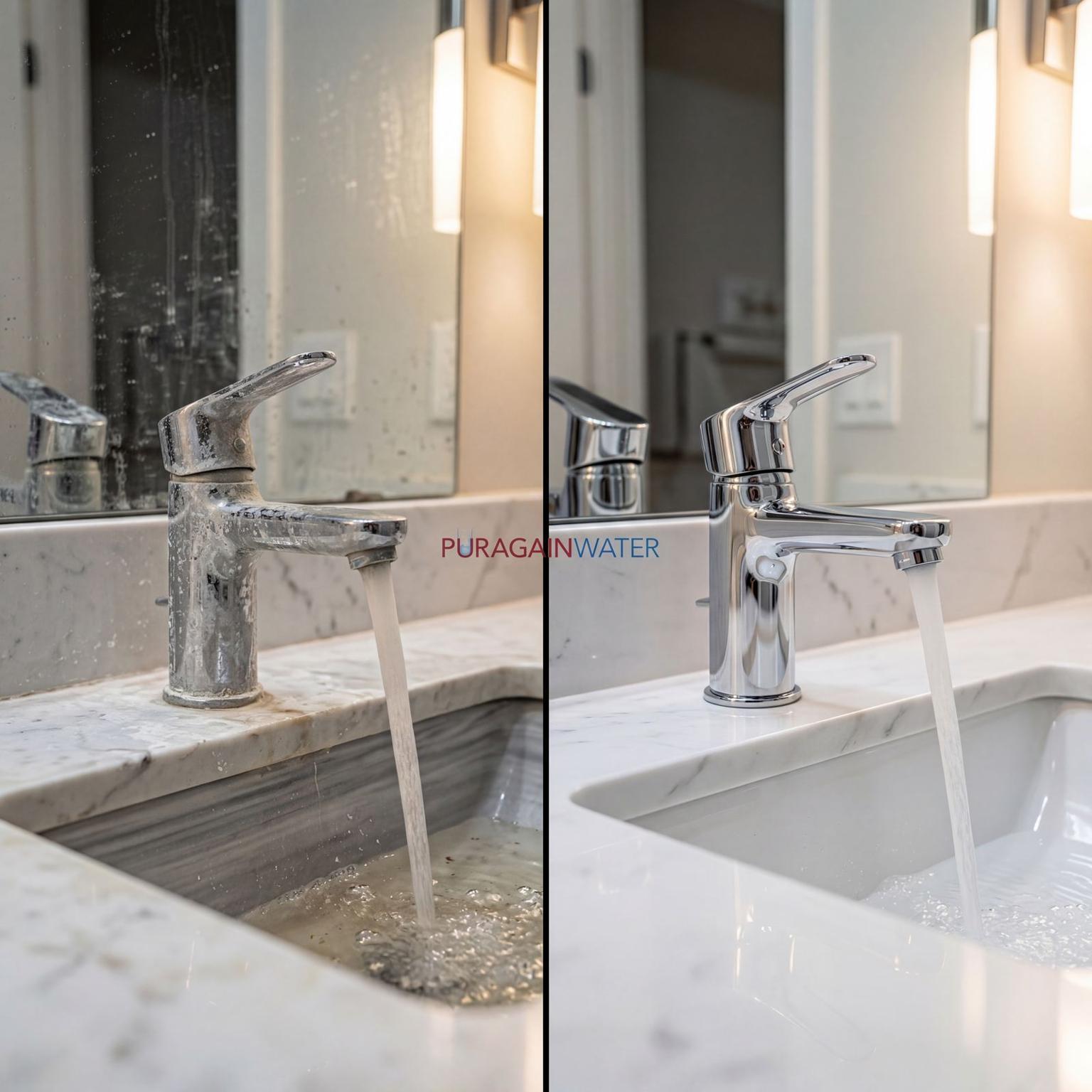 Before and after comparison of whole house water filtration results